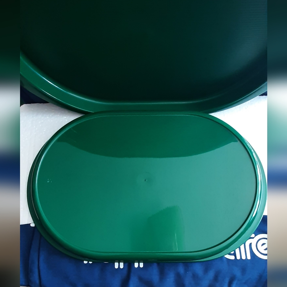 Tupperware Green Oval Serving Tray 12.5"x10.75"x1"  NOS